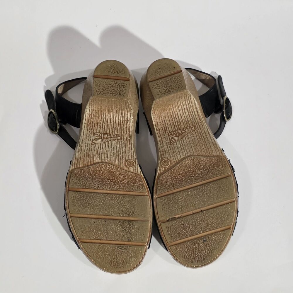 Dansko Wedge Ankle Straps Sandals Black Sz Eu 38 USA 8 - Picture 9 of 12
